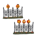 Department 56 Halloween Village Lit Jack-O-Lantern Fence set of 2